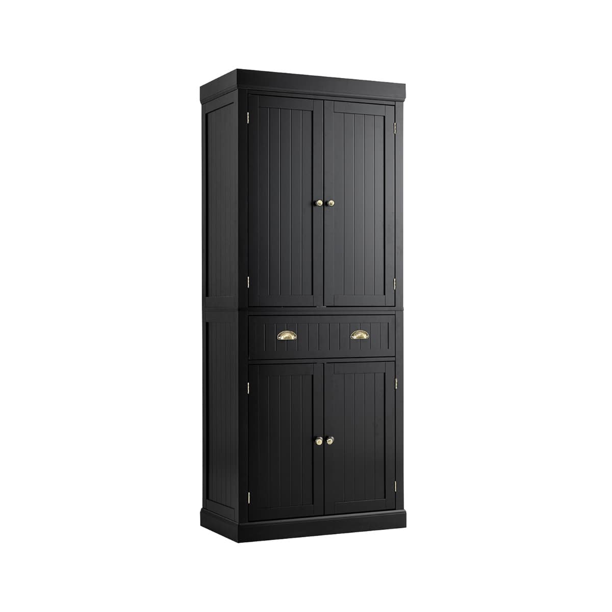 CostwayBuffet de Cuisine Autoportant de 183 cm de Haut Armoires à 2 Portes et Tiroirs Étagères Réglables Armoire de Rangement Moderne Noir